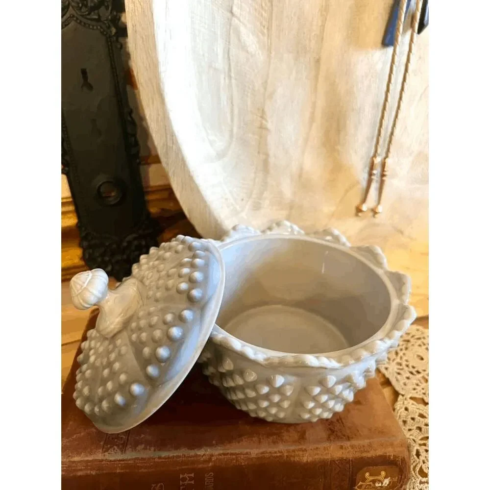 Mosser Glass Gigi Hobnail Butter Tub- Marble -Vintage Style Covered Dish